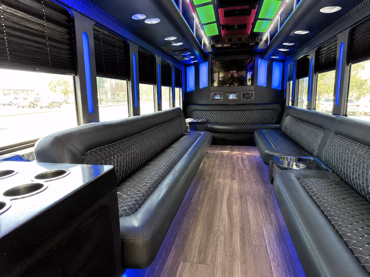 irving 15 passenger party bus inside