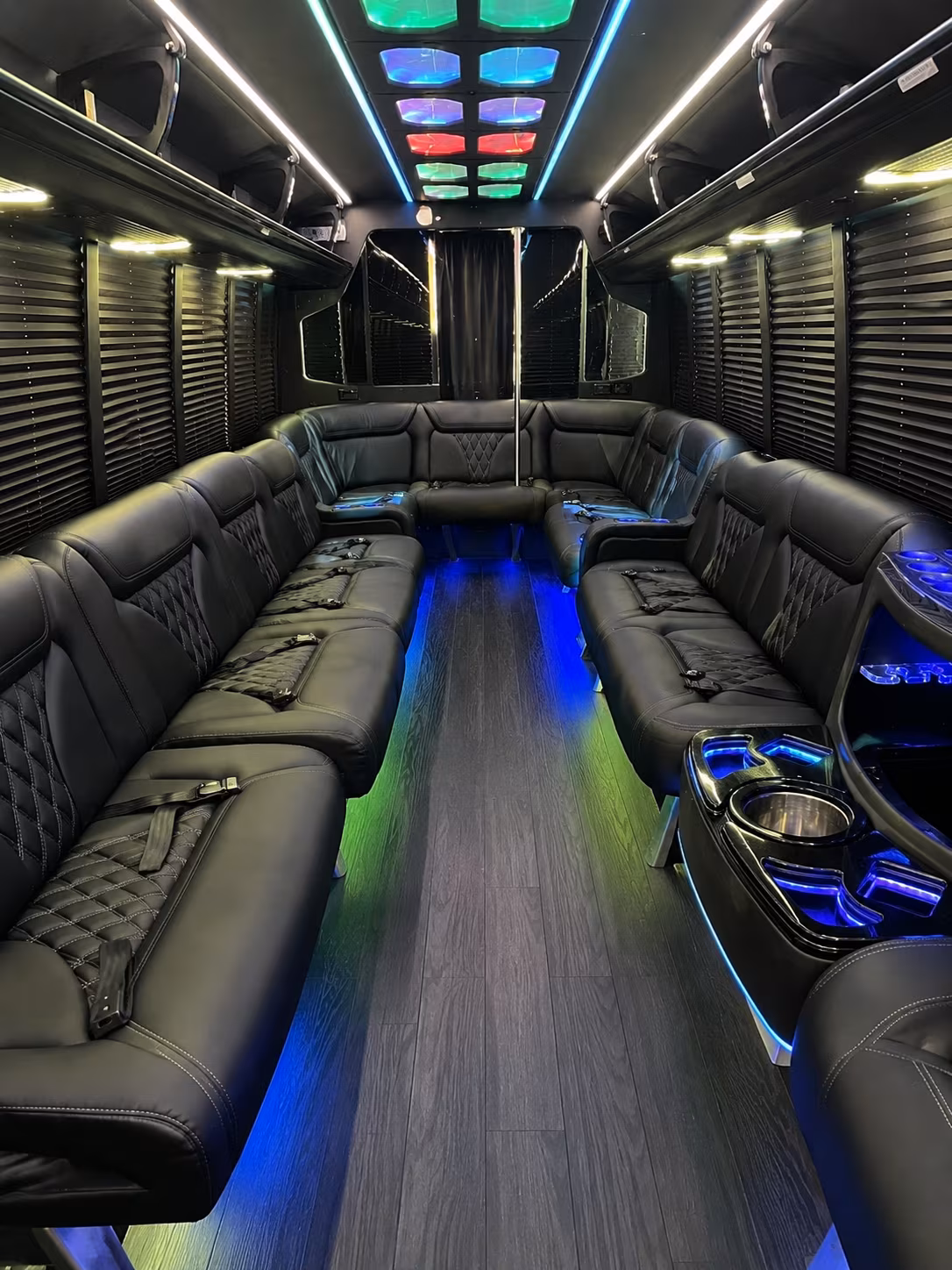 irving 20 passenger party bus interior