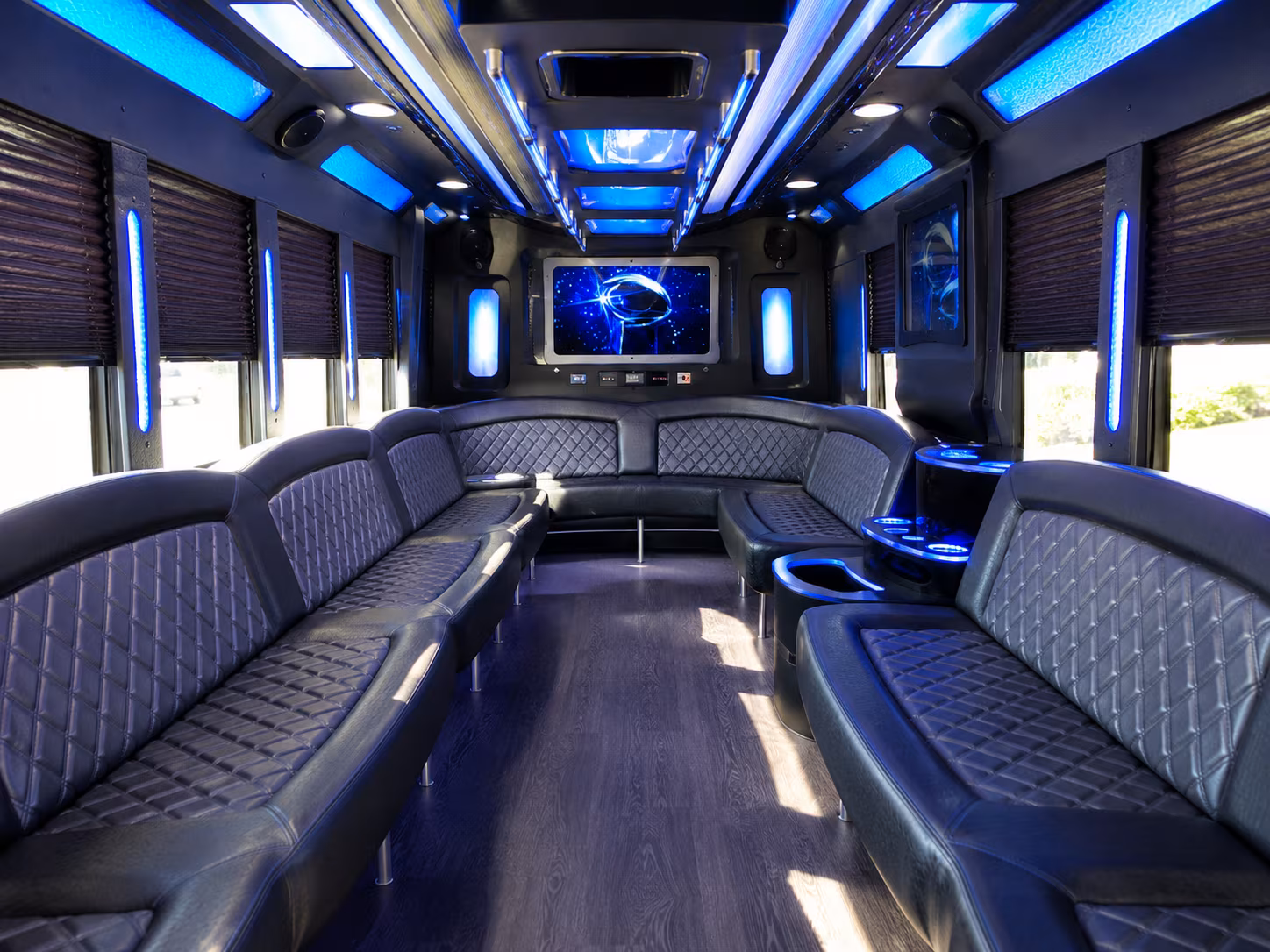 irving 28 passenger party bus inside