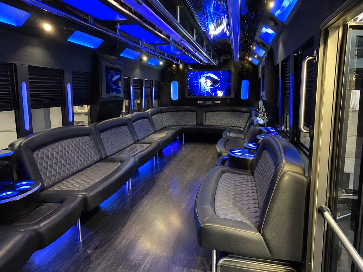 irving 28 passenger party bus interior