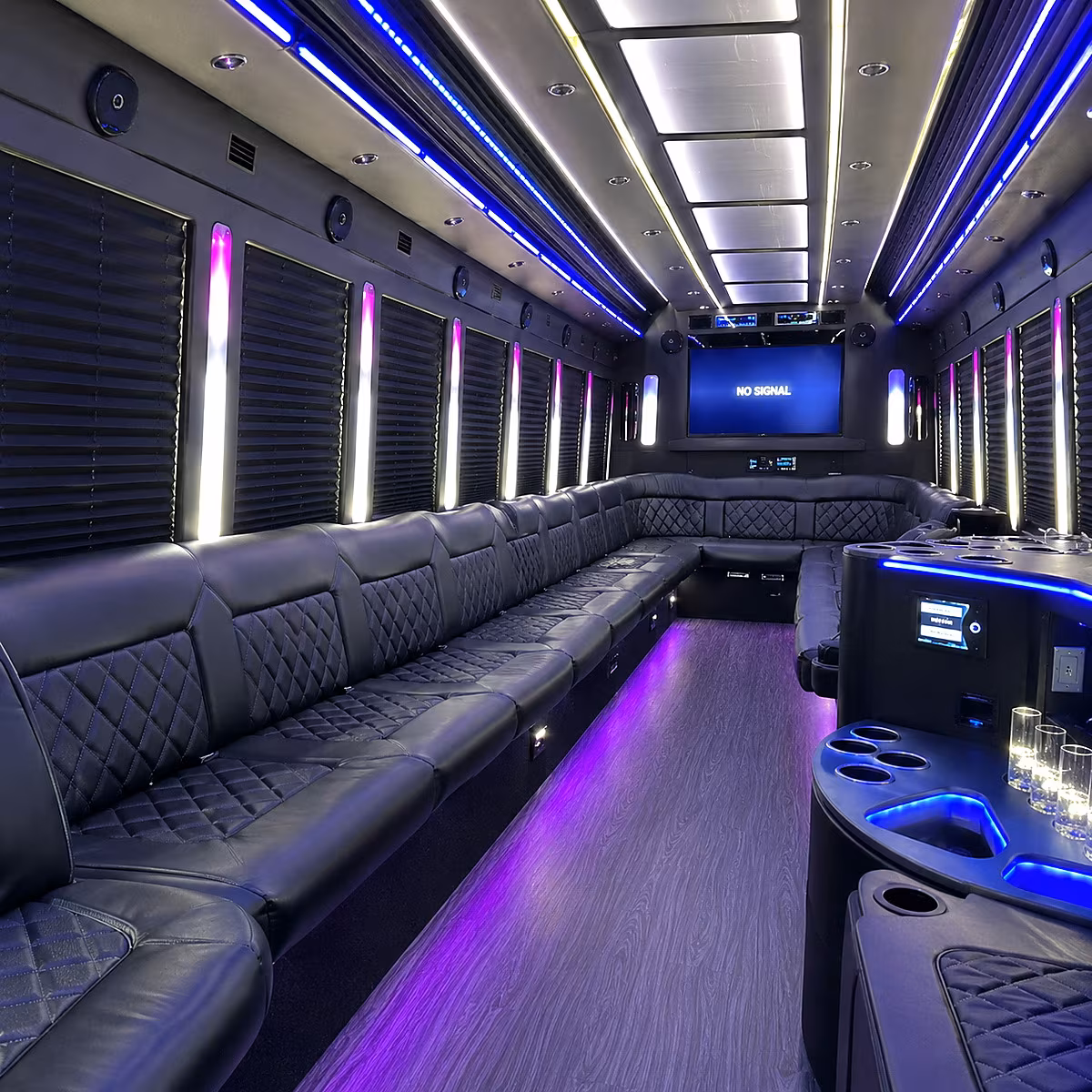 irving 30 passenger party bus inside