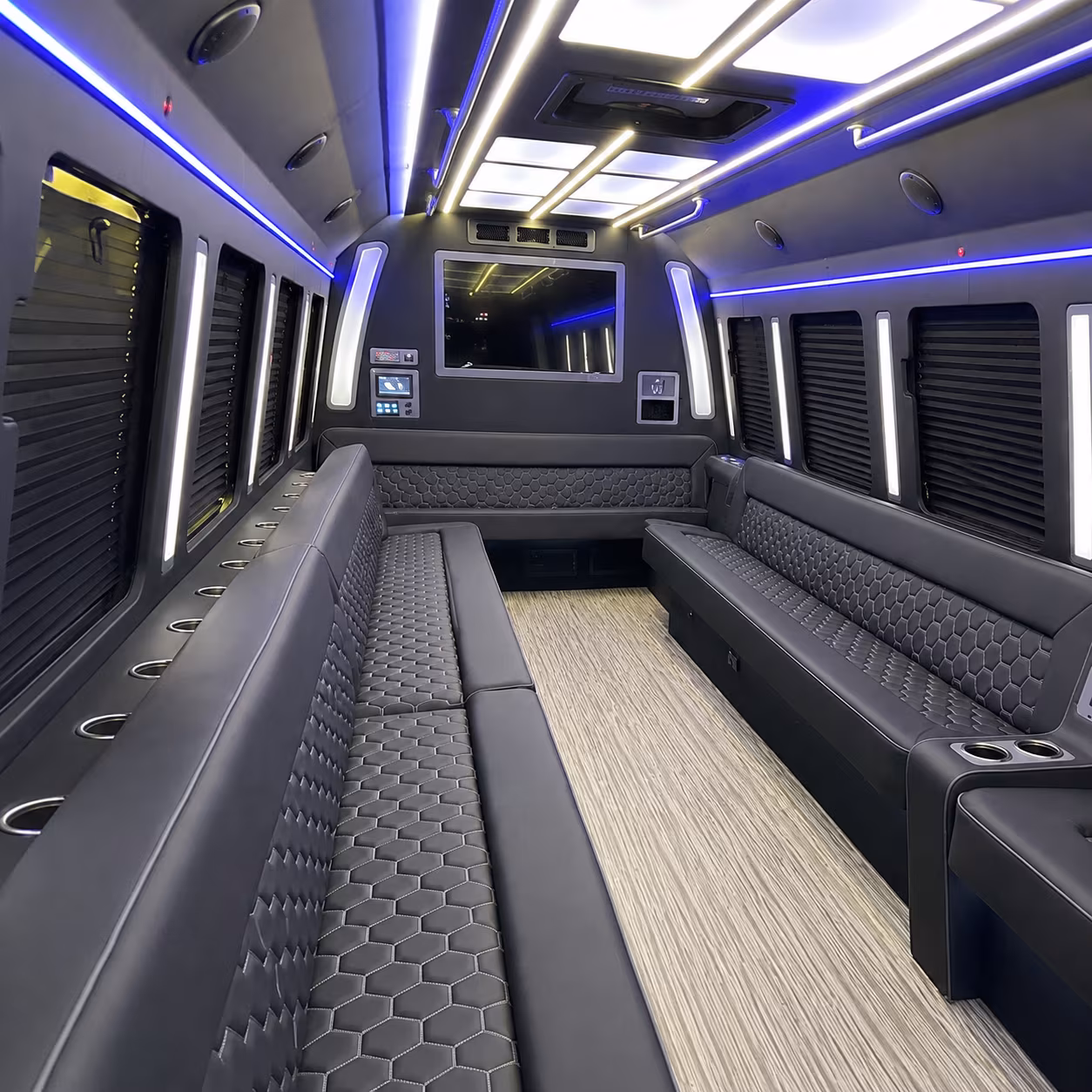 irving 40 passenger party bus inside