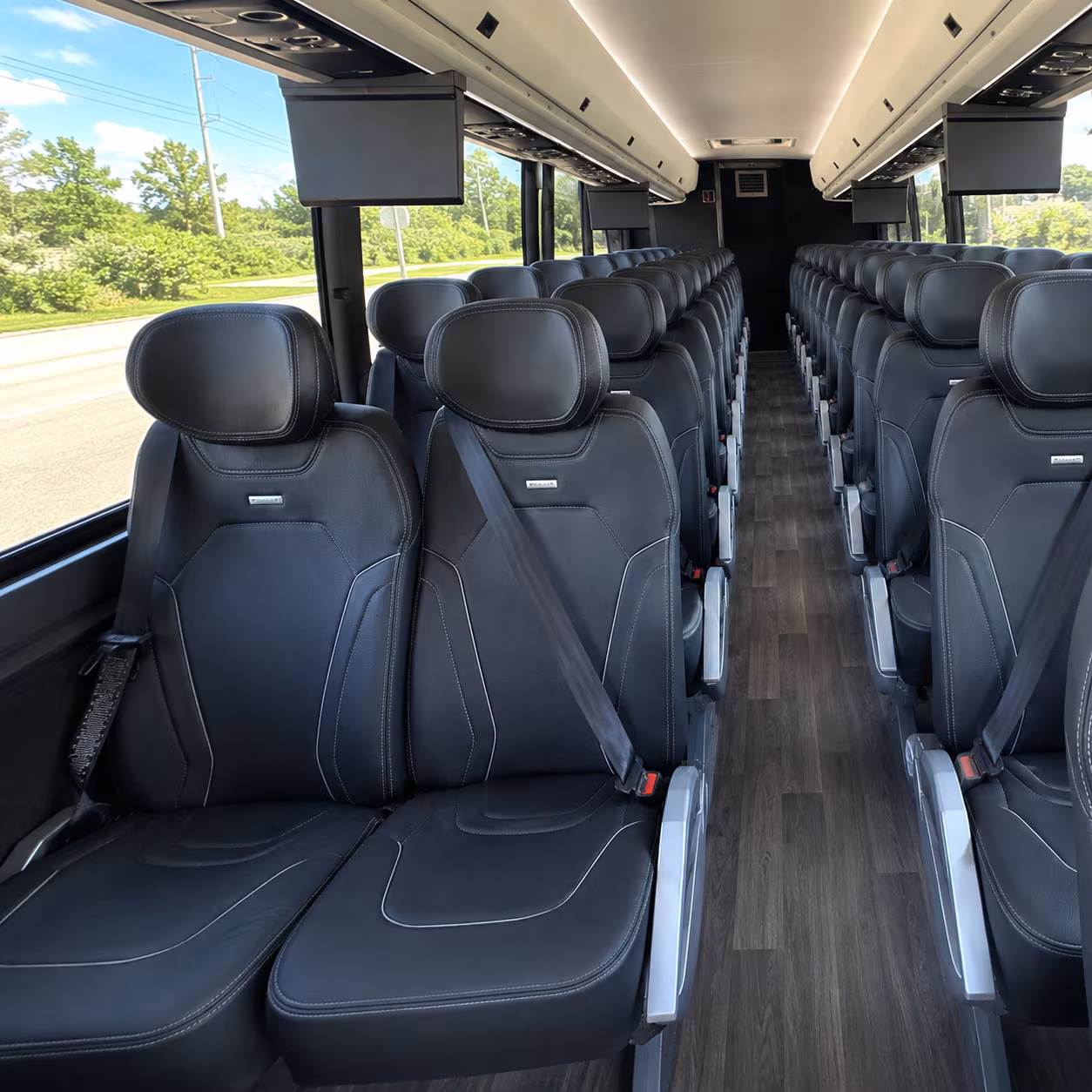 irving 47 passenger charter bus inside